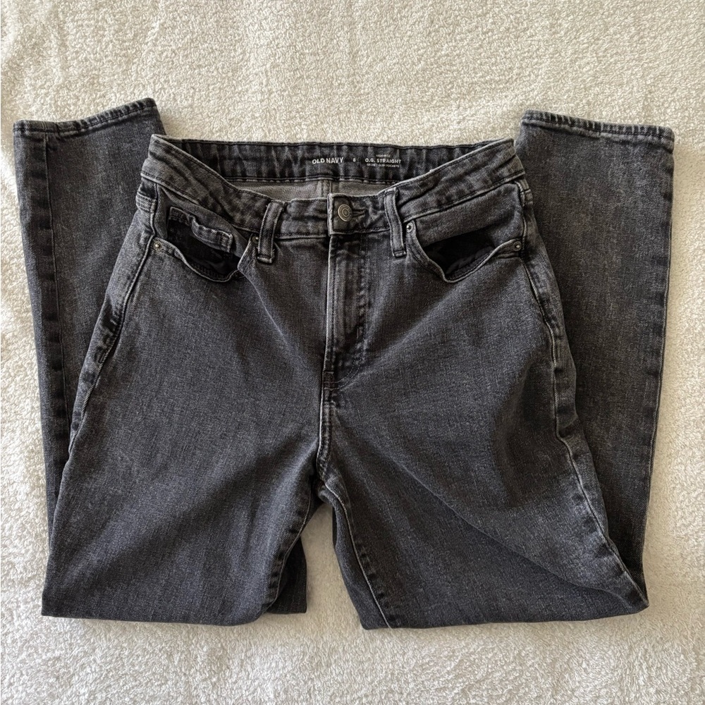 Old Navy Straight High-Rise Wash Black Women’s Jeans Size 8